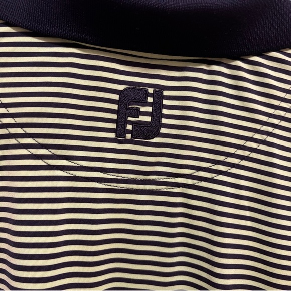 FootJoy Men’s XL Golf Polo Shirt – Navy & Lime Green Striped - Picture 5 of 5